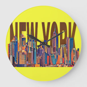 New York City Manhattan Skyline  Große Wanduhr