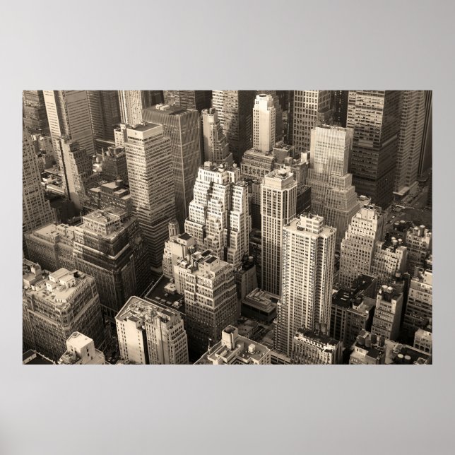 New York City Manhattan Skyline-Luftaufnahme schwa Poster (Vorne)