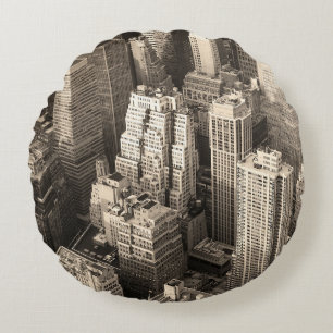 New York City Manhattan Skyline-Luftaufnahme schwa Rundes Kissen