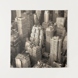 New York City Manhattan Skyline-Luftaufnahme schwa Wandteppich