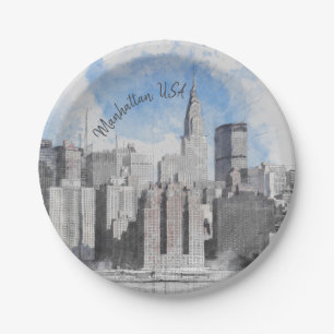 New York City Manhattan Skyline - Modern Pappteller