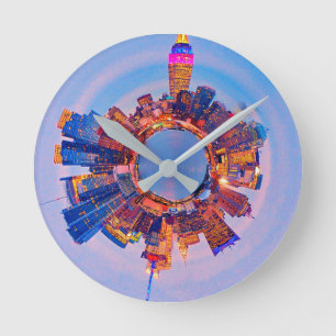 New York City Manhattan Skyline Runde Wanduhr