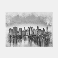 New York City Manhattan Skyline - Schwarz-Weiß