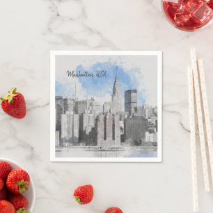 New York City Manhattan Skyline Serviette
