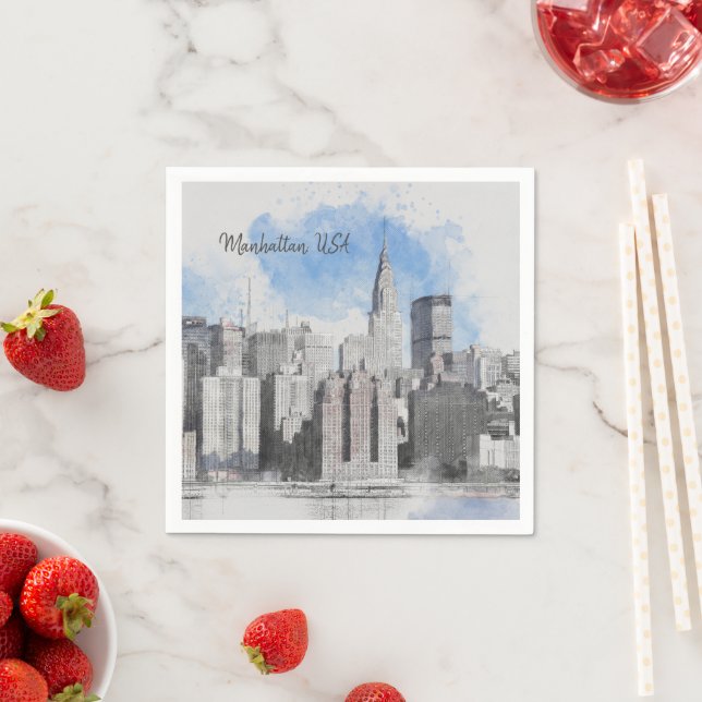 New York City Manhattan Skyline Serviette (Beispiel)