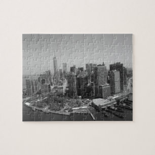 New York City Manhattan Skyscrappers Schwarz-weiß Puzzle