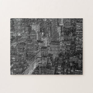 New York City Manhattan Skyscrappers Schwarz-weiß Puzzle