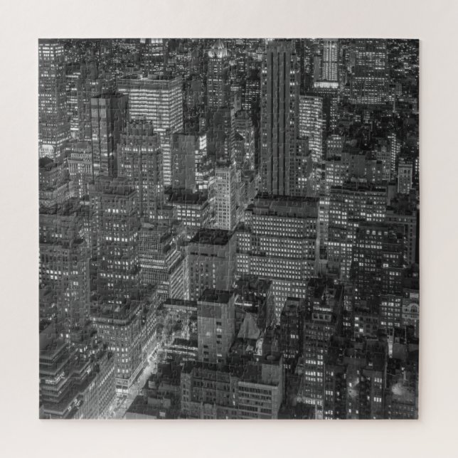 New York City Manhattan Skyscrappers Schwarz-weiß Puzzle (Vertikal)