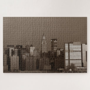 New York City Manhattan Skyscrappers Sepia Puzzle