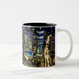 New York City, Manhattan, USA Stadtansicht bei Nac Zweifarbige Tasse