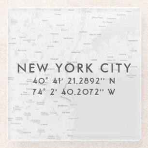 New York City Map Benutzerdefinierte Koordinaten Glasuntersetzer