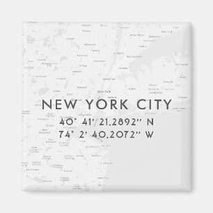 New York City Map Benutzerdefinierte Koordinaten   Magnet