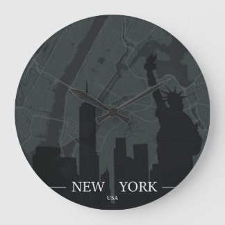 New York City Map Große Wanduhr