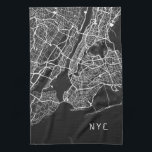 New York City Map | NYC | Schwarz/Weiß Geschirrtuch<br><div class="desc">Das moderne Küchenhandtuch verfügt über eine coole New Yorker Stadtkarte in einer Schwarz-Weiß-Farbpalette, mit "NYC" in stilvoller urbaner Typografie, rechts unten rechts gerechtfertigt. Die Einwohner von New York werden dieses Handtuch mit seinem coolen urbanen Flair schätzen. Ob Sie aus Manhattan, Brooklyn, Queens, The Bronx oder Staten Island kommen, dieses Handtuch...</div>