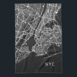 New York City Map | NYC | Schwarz/Weiß Geschirrtuch<br><div class="desc">Das moderne Küchenhandtuch verfügt über eine coole New Yorker Stadtkarte in einer Schwarz-Weiß-Farbpalette, mit "NYC" in stilvoller urbaner Typografie, rechts unten rechts gerechtfertigt. Die Einwohner von New York werden dieses Handtuch mit seinem coolen urbanen Flair schätzen. Ob Sie aus Manhattan, Brooklyn, Queens, The Bronx oder Staten Island kommen, dieses Handtuch...</div>