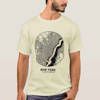 New York City Map T-Shirt – Minimal Schwarz & Weiß