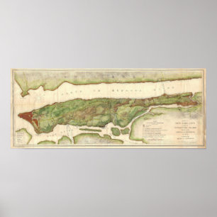 New York City Map während der Revolutionären Karte Poster