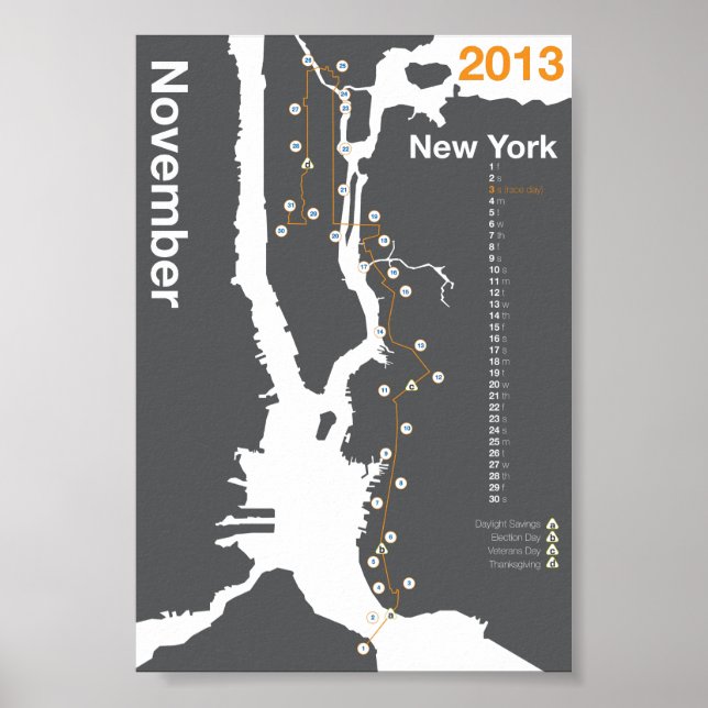 New York City Marathon Map Poster (Vorne)