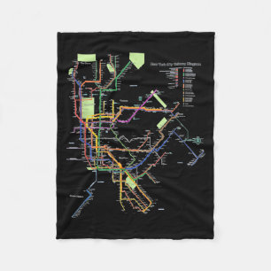 New York City Metro Map Art I Heart NY Souvenir Fleecedecke
