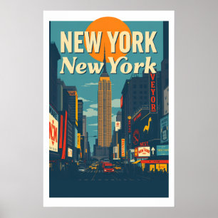 New York City Midtown Vintage Reise Kunst Poster