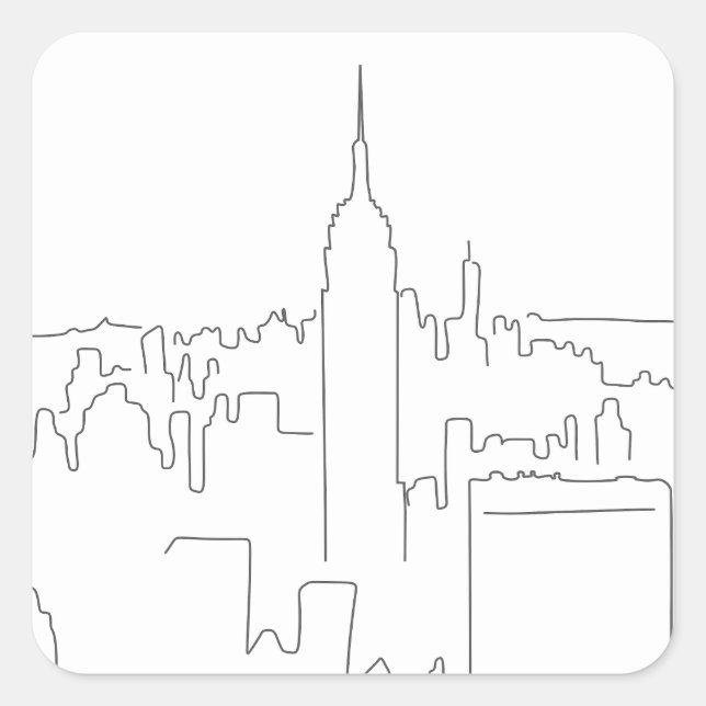 New York City Minimal Line Quadratischer Aufkleber (Vorderseite)