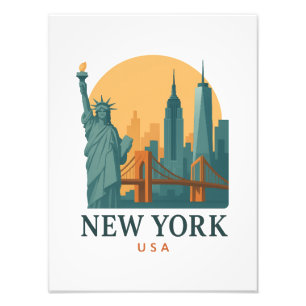 New York City Minimalist Vintage Reise Fotodruck