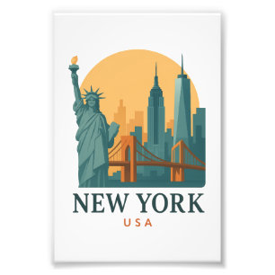 New York City Minimalist Vintage Reise Fotodruck