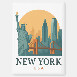 New York City Minimalist Vintage Reise Magnet