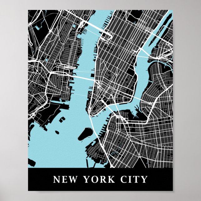New York City Minimalistische Karte Poster (Vorne)