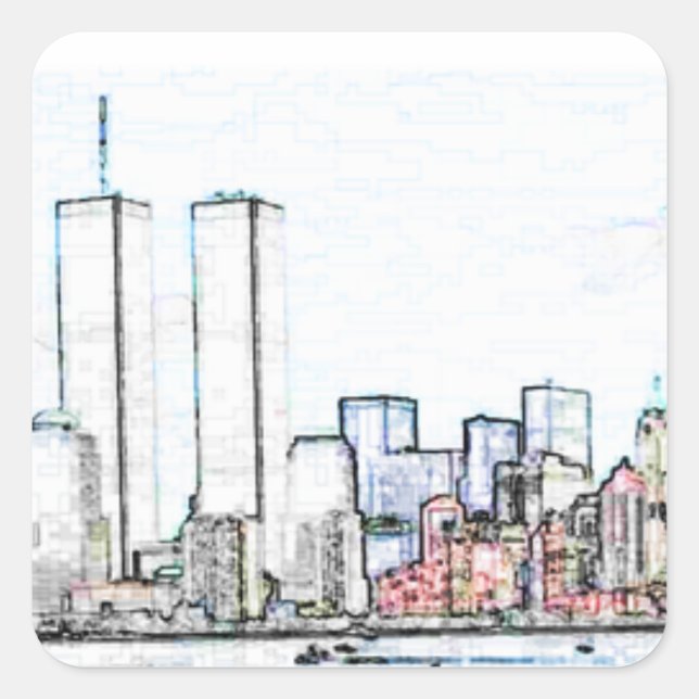 New York City mit Twin Towers Sticker (Vorderseite)