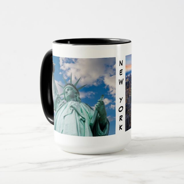 New York City mit zwei Sehenswürdigkeiten, Tasse (Vorderseite Links)