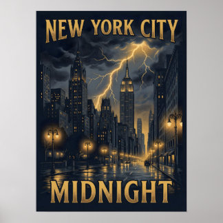 New York City Mitternacht Gothic Reise Poster