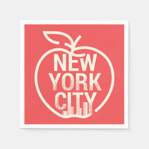 NEW YORK CITY Modern Big Apple Red Serviette