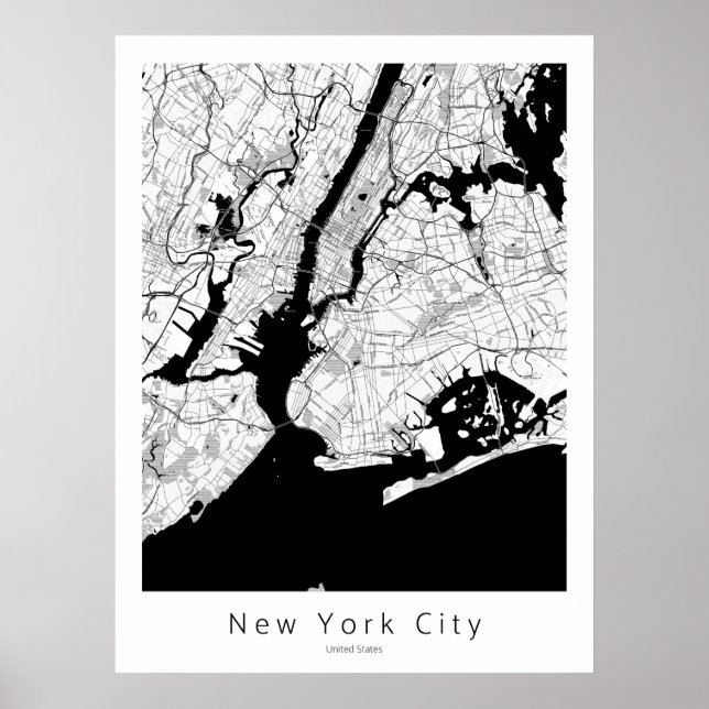 New York City Modern Minimal City Map Poster (Vorne)