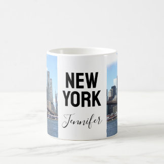 New York City Modern Two Fotos Name Script Kaffeetasse