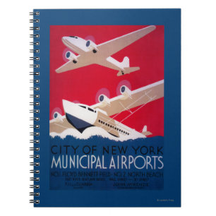 New York City Municipal Airport Vintage Poster Notizblock