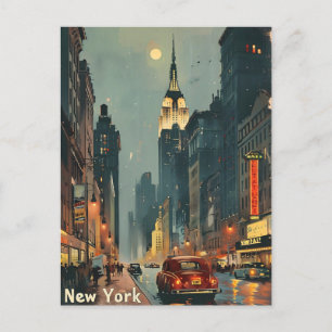 New York City Nacht Empire State Eleganz Vintage Postkarte