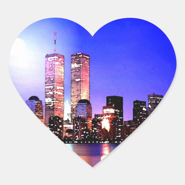 New York City: nächtlicher Herzsticker Herz-Aufkleber (Vorderseite)