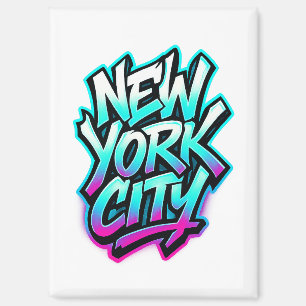 New York City Neon Graffiti Street Art Design Magnet