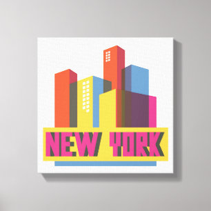 New York City Neon Skyline Leinwanddruck