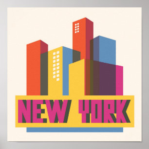 New York City  Neon Skyline Poster