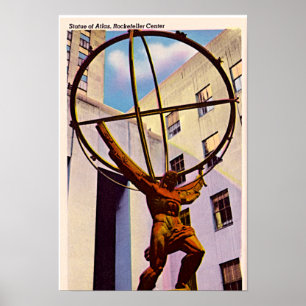 New York City, New York Atlas am Rock 1940 Poster