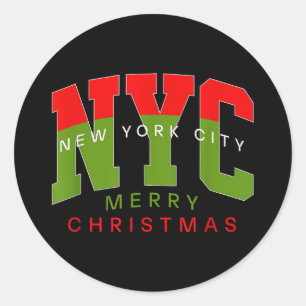 New York City New York Frohe Weihnachten Reise Ges Runder Aufkleber