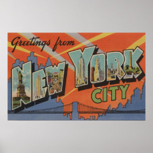 New York City, New York - Großbuchstaben - Szenen  Poster