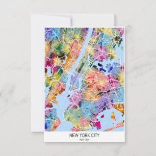 New York City New York Map Dankeskarte