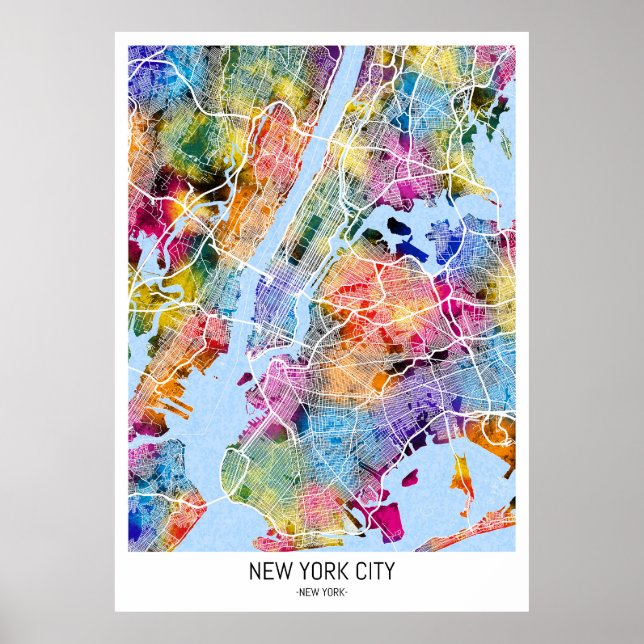 New York City New York Map Poster (Vorne)