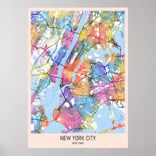 New York City New York Map Poster