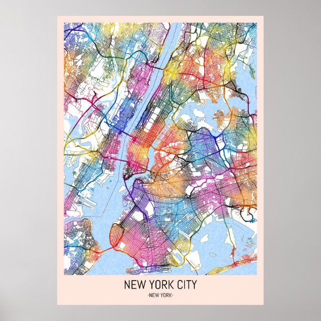 New York City New York Map Poster (Vorne)