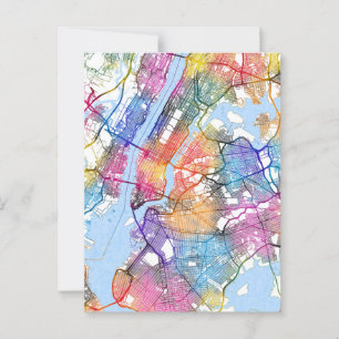 New York City New York Map Postkarte