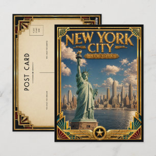 New York City New York Vintage Art Deco Golden Age Postkarte